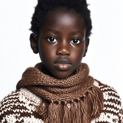 African boy in knitted scarf