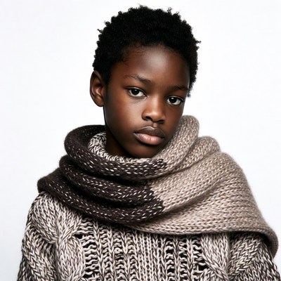 African boy in knitted scarf