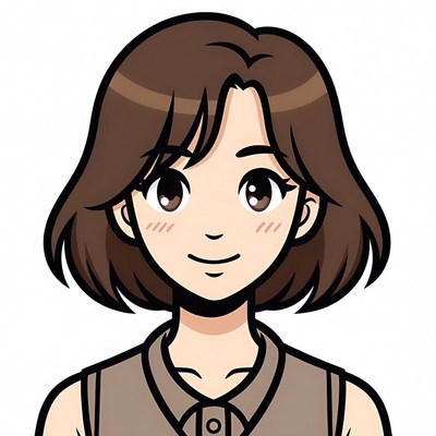Anime girl smiling with brown hair