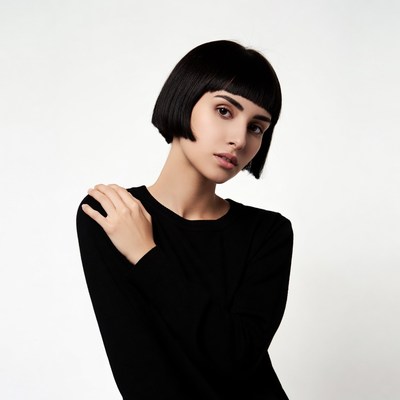Woman with bob haircut posing