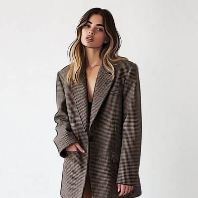 Woman in Plaid Blazer Illustration