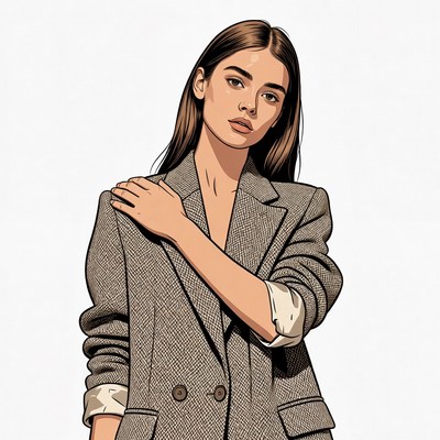 Woman in blazer touching shoulder