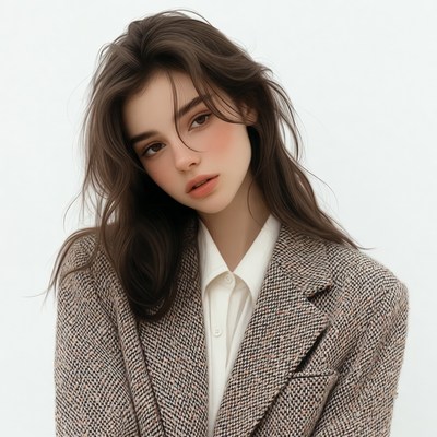 Woman in tweed blazer portrait