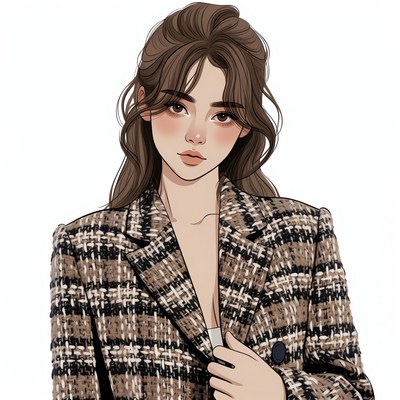 Asian woman in plaid blazer