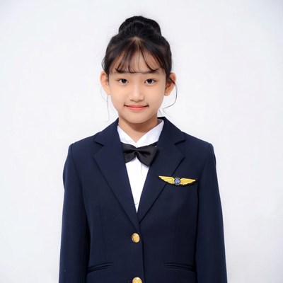 Asian girl in flight attendant uniform