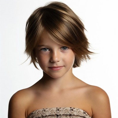 Girl with short brown hair