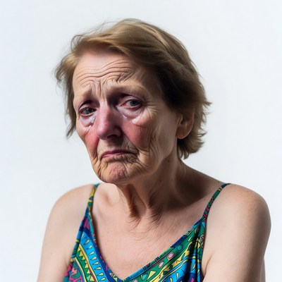 Elderly woman in colorful dress