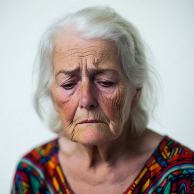 Elderly woman with white hair