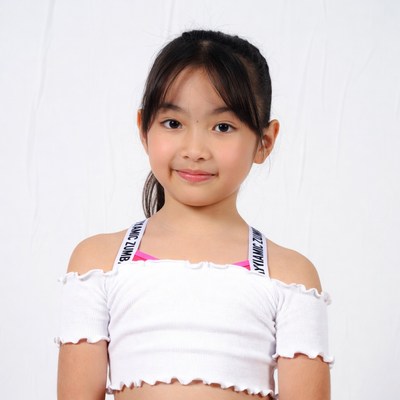 Asian girl in white off-shoulder top