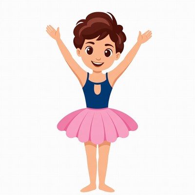 Girl in ballet tutu with arms raised