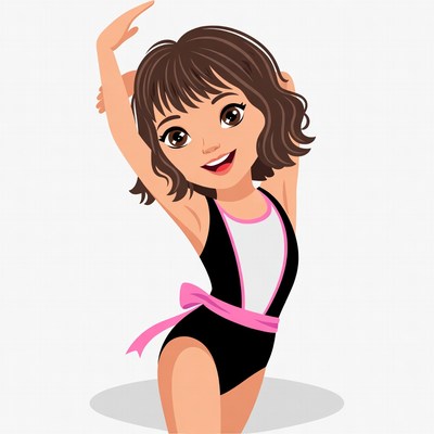 Cartoon girl stretching in swimsuit