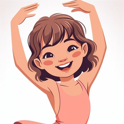 Smiling girl in pink ballet pose