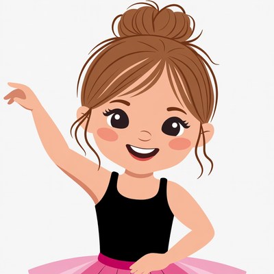 Cartoon girl ballerina dancing