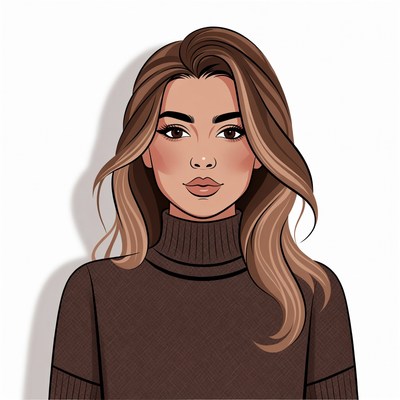 Beautiful woman in brown turtleneck