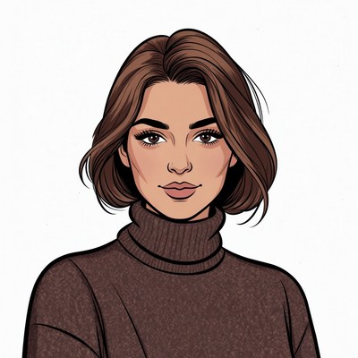 Woman in turtleneck sweater illustration