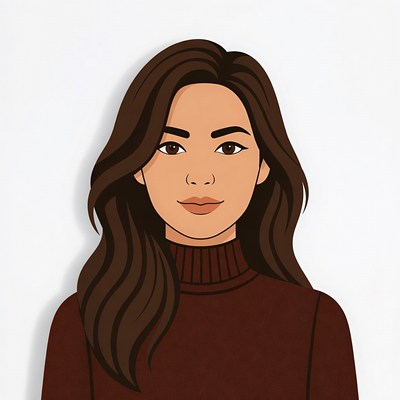 Asian woman in turtleneck sweater