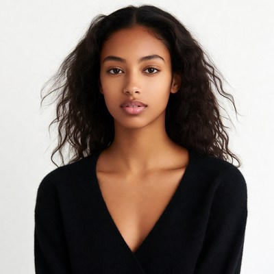 Beautiful African-American woman in black sweater