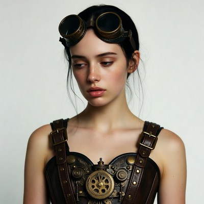 Steampunk woman with goggles