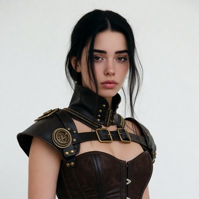 Woman in steampunk leather corset