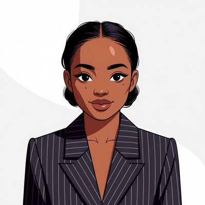 African-American woman in pinstripe suit