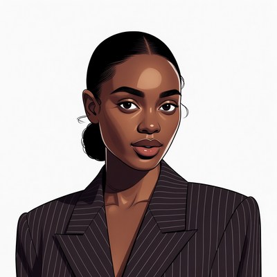 African-American woman in pinstripe suit