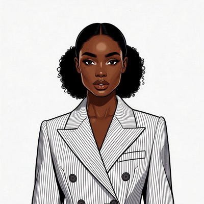 African-American woman in pinstripe blazer