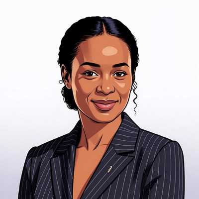African-American woman in pinstripe suit