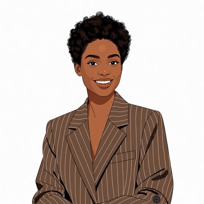 Smiling African-American woman in pinstripe blazer