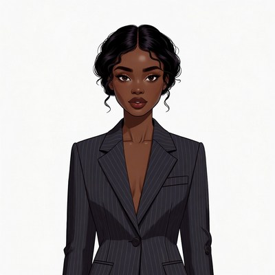 African-American woman in pinstripe suit