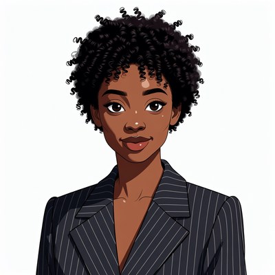 African-American woman in pinstripe suit