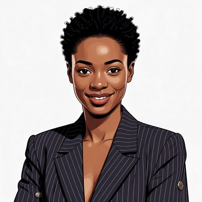 African-American woman in pinstripe suit