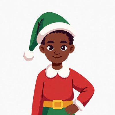 African-American boy elf illustration