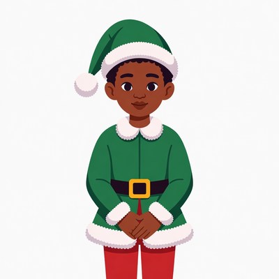 Black boy in elf costume