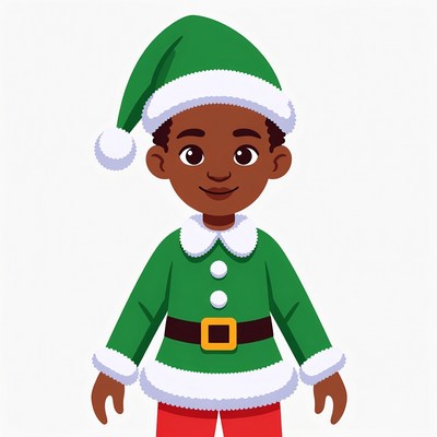 African-American boy in elf costume