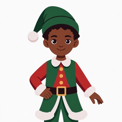 African-American boy elf illustration