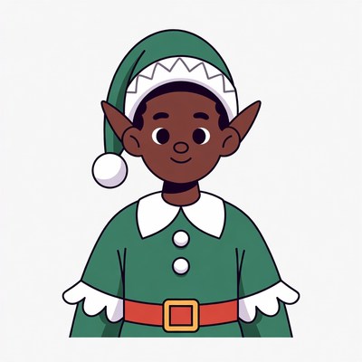 African-American boy elf illustration