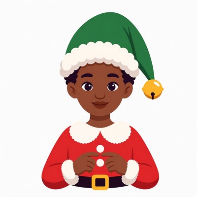 African-American boy in elf costume