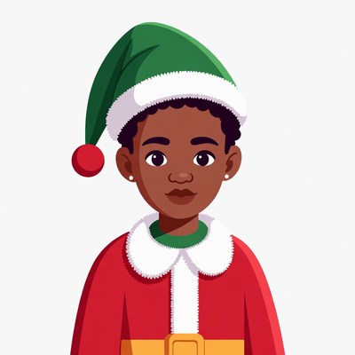 African-American boy in elf costume