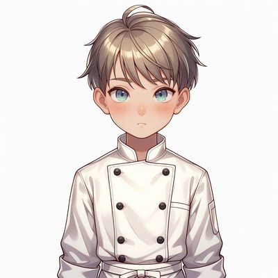 Anime boy in white chef uniform