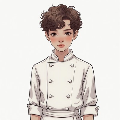 Asian girl in chef uniform