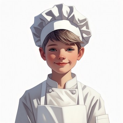 Boy wearing chef uniform