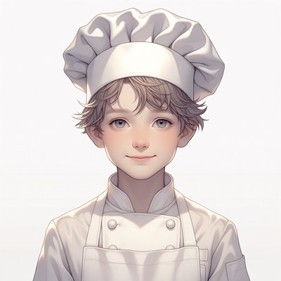 Young boy chef wearing hat