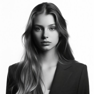 Woman with long wavy hair in blazer