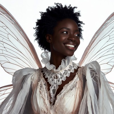Black woman fairy with wings