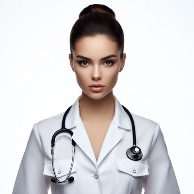Beautiful woman doctor with stethoscope