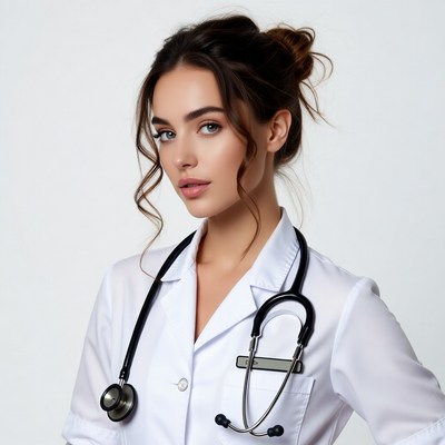 Beautiful woman doctor with stethoscope
