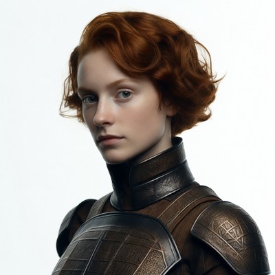 Redhead woman in futuristic armor
