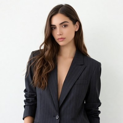 Beautiful woman in pinstripe blazer