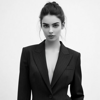Woman in black blazer suit