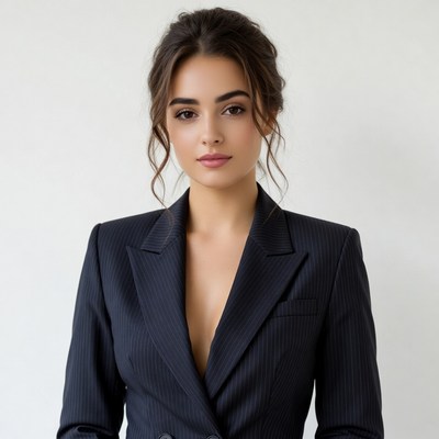 Woman in black blazer suit